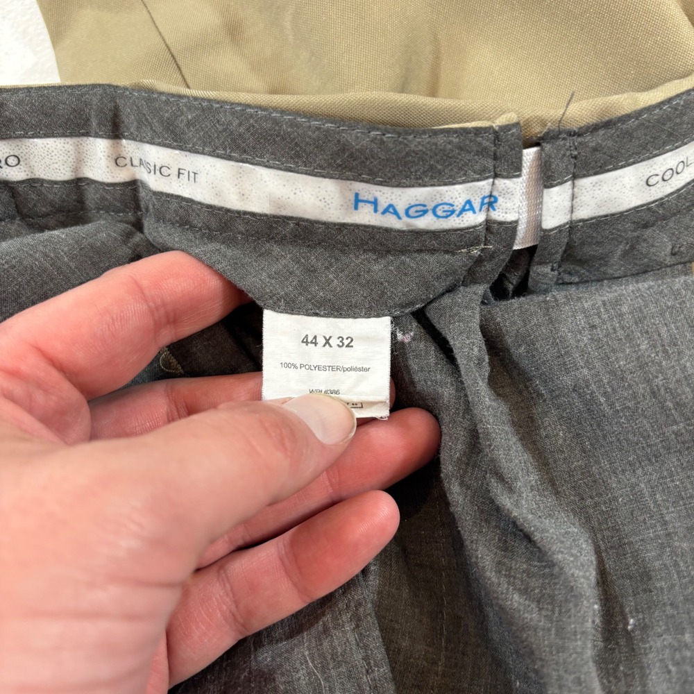 Lot of 5 Haggar Cool 18 Pro Mens Dress Pants 44x32 Khaki Grey Classic Fit - Picture 3 of 16
